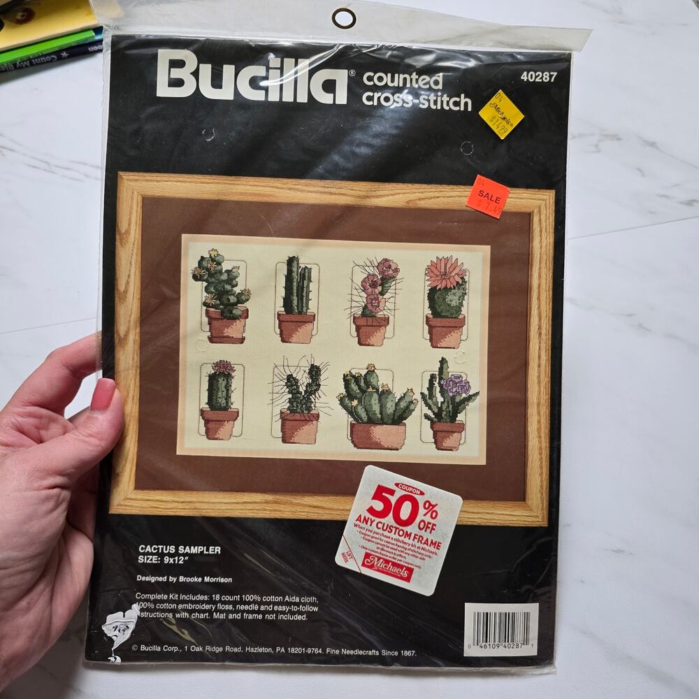 New Bucilla Counted Cross stitch Cactus Sampler